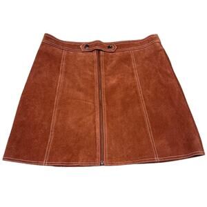 Topshop Burnt Orange Suede A-line Mini Skirt, size 8